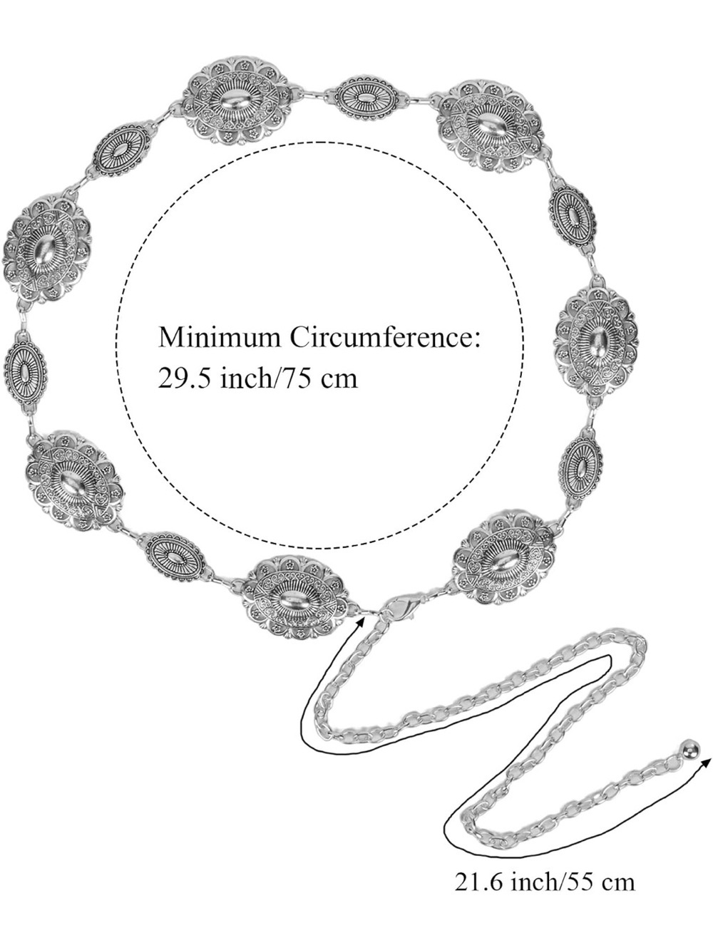 Western Bohemian Silver Concho Link Belt - Picture 3 of 5